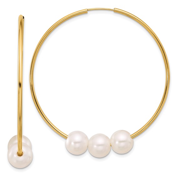 White Freshwater M&M Pearl on Endless Hoops Earrings